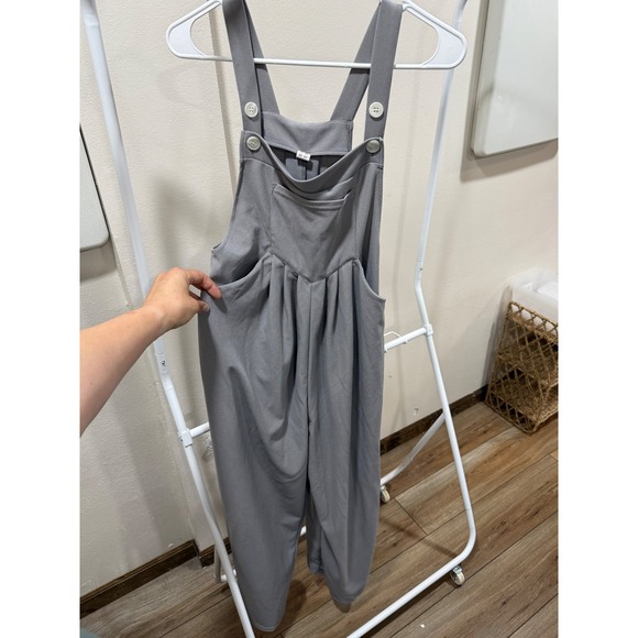 HALARA Pants - Halara Gray Cloudful Air Wide Leg Overalls Jumpsuit Pleated V-Waist Womens XS